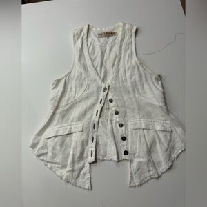 Free People Cream Button-Up Vest